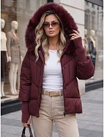 Dámska zimná prešívaná bunda s kožušinou, bordová, FashionStreet TY5742 Dámska zimná prešívaná bunda s kožušinou, bordová, FashionStreet TY5742