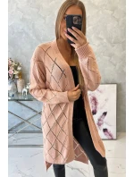 Sveter s geometrickým vzorom púdrovo ružový