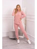 Dvojdielny sveterový set alpaka tmavo púdrovo ružový