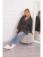 Zateplená bunda so zaväzovaním v páse v grafitovej farbe Zateplená bunda so zaväzovaním v páse v grafitovej farbe