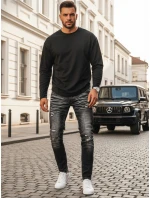 Pánske čierne džínsové nohavice FashionStreet UX3949