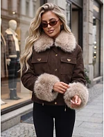 Dámska zimná bunda s kožušinou, čokoládová, FashionStreet TY5705 Dámska zimná bunda s kožušinou, čokoládová, FashionStreet TY5705