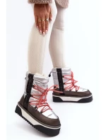 Śniegowce Damskie Na Grubej Podeszwie Wegańskie D.Franklin DFSH371006 Srebrne