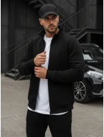 Pánska mikina na zips bez kapucne čierna BX4110 Pánska mikina na zips bez kapucne čierna BX4110