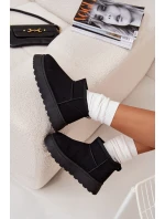 Śniegowce Damskie Na Platformie Ocieplane Futerkiem Czarne Vesirae