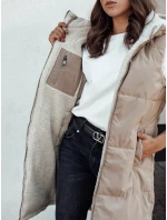 COSYVIVA dámska dlhá prešívaná vesta s kapucňou béžová FashionStreet TY4602