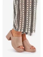 Klapki Damskie Na Słupku I Platformie Khaki Omeisa