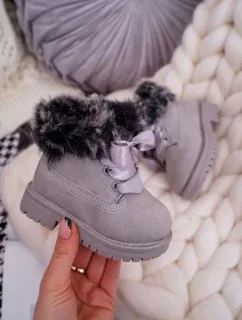 Dětské Kotníkové Boty Zateplené Šedé Tesoro