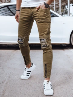 Pánske olivové džínsové nohavice FashionStreet UX4353