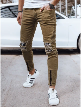Pánske olivové džínsové nohavice FashionStreet UX4353