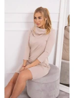 Šaty s kapucňou a vreckami béžovej Šaty s kapucňou a vreckami béžovej