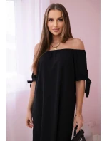 Šaty viazané na rukávy čierne