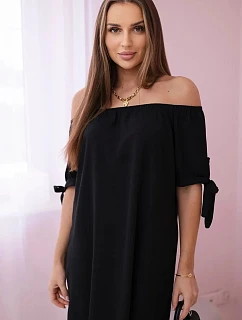 Šaty viazané na rukávy čierne