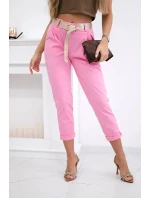 Nohavice Puntor s opaskom ružové