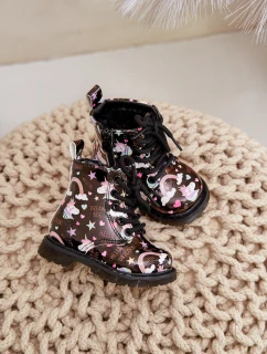 Dziecięce Botki Ocieplane Z Suwakiem Jednorożce Czarne Tiptop