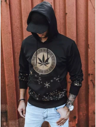 Pánska mikina s potlačou čierna FashionStreet BX5325