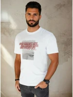 Pánske biele tričko s potlačou FashionStreet RX5487 Pánske biele tričko s potlačou FashionStreet RX5487
