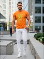 Pánske oranžové tričko s potlačou FashionStreet NX5008R