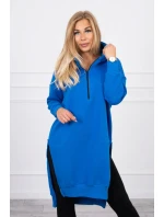 Zateplená blúzka s bočnými rázporkami nevädzovo modrá Zateplená blúzka s bočnými rázporkami nevädzovo modrá