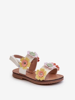 Sandałki Dziecięce Ozdobione Kwiatkami Multikolor Tinette