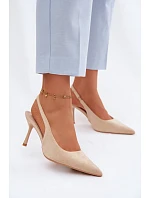 Dámske sandále na podpätku z ekologického semišu Beige Kevina Dámske sandále na podpätku z ekologického semišu Beige Kevina