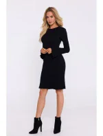 M821 Široké úpletové šaty so širokými rukávmi - čierne M821 Široké úpletové šaty so širokými rukávmi - čierne