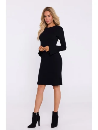 M821 Široké úpletové šaty so širokými rukávmi - čierne M821 Široké úpletové šaty so širokými rukávmi - čierne