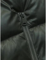 Dámska krátka vesta v khaki farbe s kapucňou (B8156-11) - Goodlooking