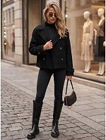 Krátky dámsky dvojradový kabát s klopami, čierny, FashionStreet TY6016 Krátky dámsky dvojradový kabát s klopami, čierny, FashionStreet TY6016
