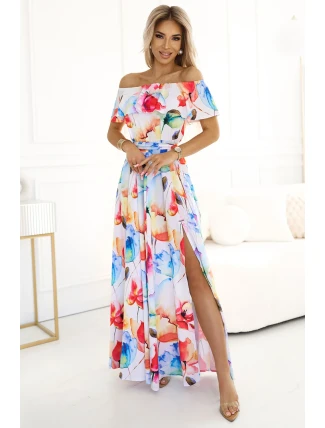 194-5 Dlhé letné šaty s kvetinovým pásom ? 194-5 Dlhé letné šaty s kvetinovým pásom ?