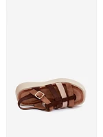 Dámske sandále na platforme s imitáciou semišových remienkov Glimelle Brown Dámske sandále na platforme s imitáciou semišových remienkov Glimelle Brown