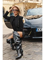 Čierne vysoké čižmy typu Slouchy na platforme s vysokým lýtkom Irmae Čierne vysoké čižmy typu Slouchy na platforme s vysokým lýtkom Irmae