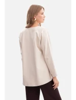 B304 Pletený sveter s výstrihom do V - pieskový