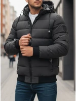 Pánska tmavosivá prešívaná zimná bunda s kapucňou FashionStreet TX5095 Pánska tmavosivá prešívaná zimná bunda s kapucňou FashionStreet TX5095