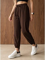 Dámske joggerové nohavice s gumou v páse, čokoládová farba, FashionStreet UY3155 Dámske joggerové nohavice s gumou v páse, čokoládová farba, FashionStreet UY3155