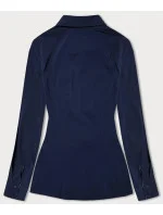 Tmavomodrá blúzka s pepitovými vsadkami (WD16113) Tmavomodrá blúzka s pepitovými vsadkami (WD16113)