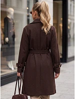 Elegantný dámsky kabát s priliehavým strihom a hnedým opaskom FashionStreet NY0794 Elegantný dámsky kabát s priliehavým strihom a hnedým opaskom FashionStreet NY0794
