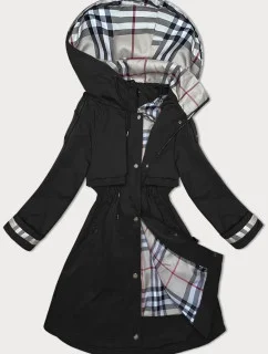 Tenká čierna dámska bunda s kapucňou BH Forever (BH-2403)