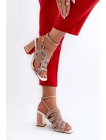 Zdobione Sandały Damskie Na Słupku D&A CR952 Różowe