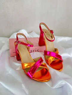 Eko Skórzane Sandały Na Obcasie Słupku Fuksja Abilica