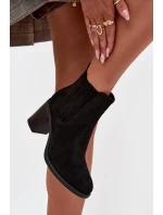 Ocieplane Botki Damskie Na Słupkowym Obcasie Czarne Brevina