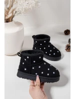 Dětské sněhule s květinami černé Gracina