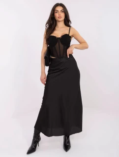 Saténová maxi sukňa čierna (A2797)