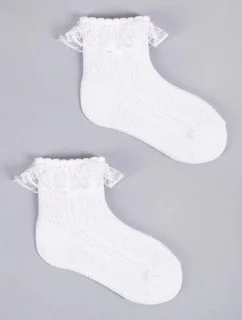Dievčenské ponožky s volánom 3Pack SKL-0009G-0100 white - Yoclub