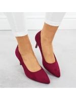 Dámske semišové lodičky na podpätku vo fuchsiovej farbe Sergio Leone 1336