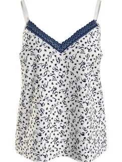 Dámsky pyžamový top WOVEN CAMI PRINT UW0UW05006 02X biely s potlačou - Tommy Hilfiger