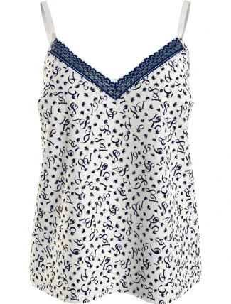 Dámsky pyžamový top WOVEN CAMI PRINT UW0UW05006 02X biely s potlačou - Tommy Hilfiger Dámsky pyžamový top WOVEN CAMI PRINT UW0UW05006 02X biely s potlačou - Tommy Hilfiger
