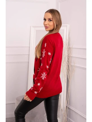Vianočný sveter so sobom červený