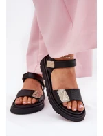 Dámske kožené sandále na platforme Zazoo 40443 black