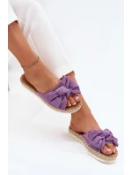 Klapki Damskie Na Platformie Z Plecionką I Kokardką Fioletowe Alpireda